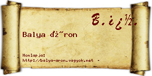 Balya Áron névjegykártya