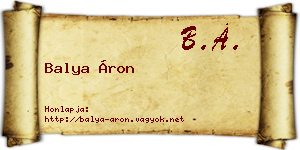 Balya Áron névjegykártya